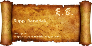 Rupp Benedek névjegykártya